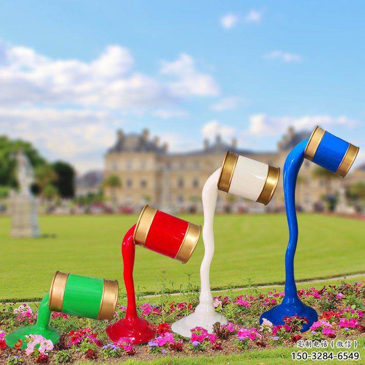 店門口油漆桶雕塑 創(chuàng)意動漫雕塑 仿真擺件