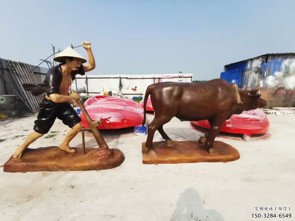 大型農耕牛雕塑制作 步行街宣傳雕塑 仿真雕塑擺件