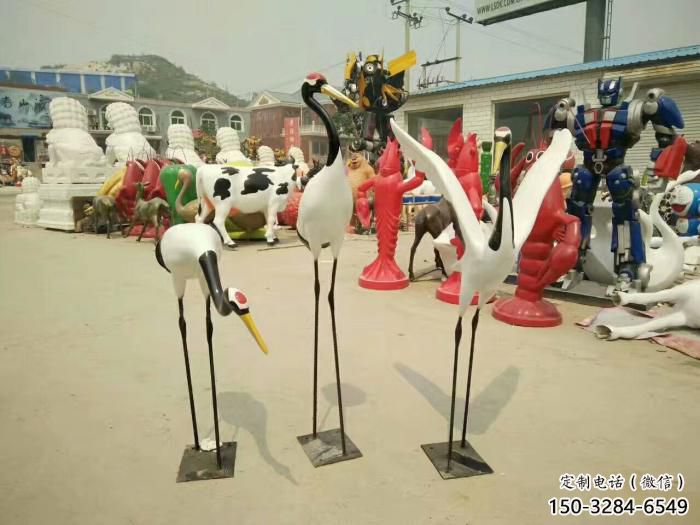 制作仿真仙鶴雕塑 酒店公園雕塑 風景區擺件