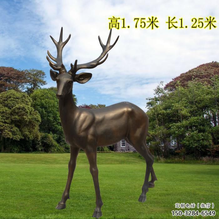 定制小鹿雕塑小品 商業街廣場雕塑 古銅色擺件