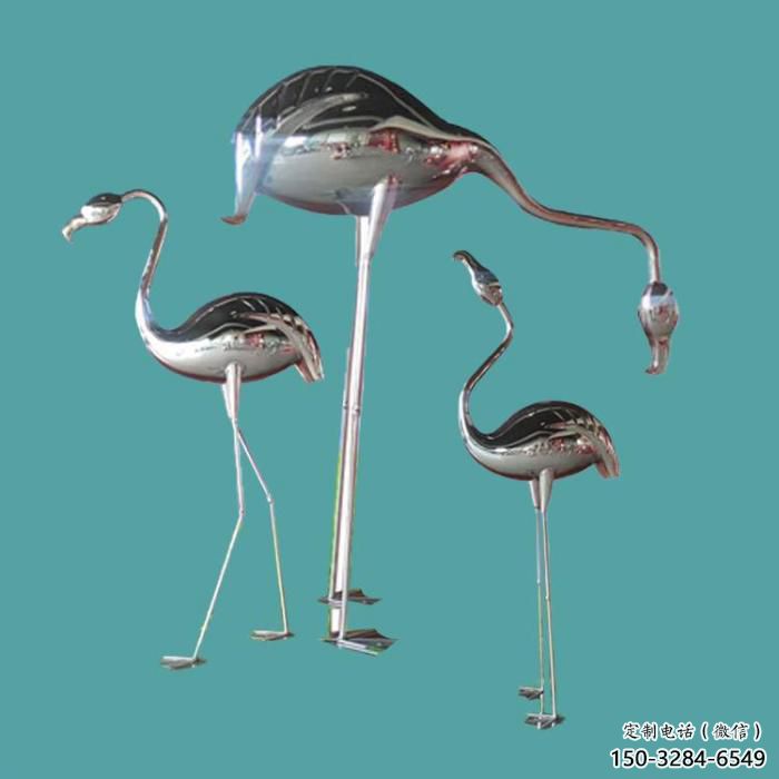 仿真不銹鋼火烈鳥雕塑 酒店公園雕塑 風景區擺件