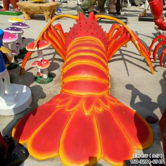 創(chuàng)意玻璃鋼龍蝦雕塑廠家 步行街店門口雕塑 動物小品