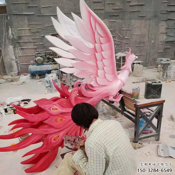 公園玻璃鋼鳳凰雕塑廠家 酒店門口雕塑 彩繪擺件