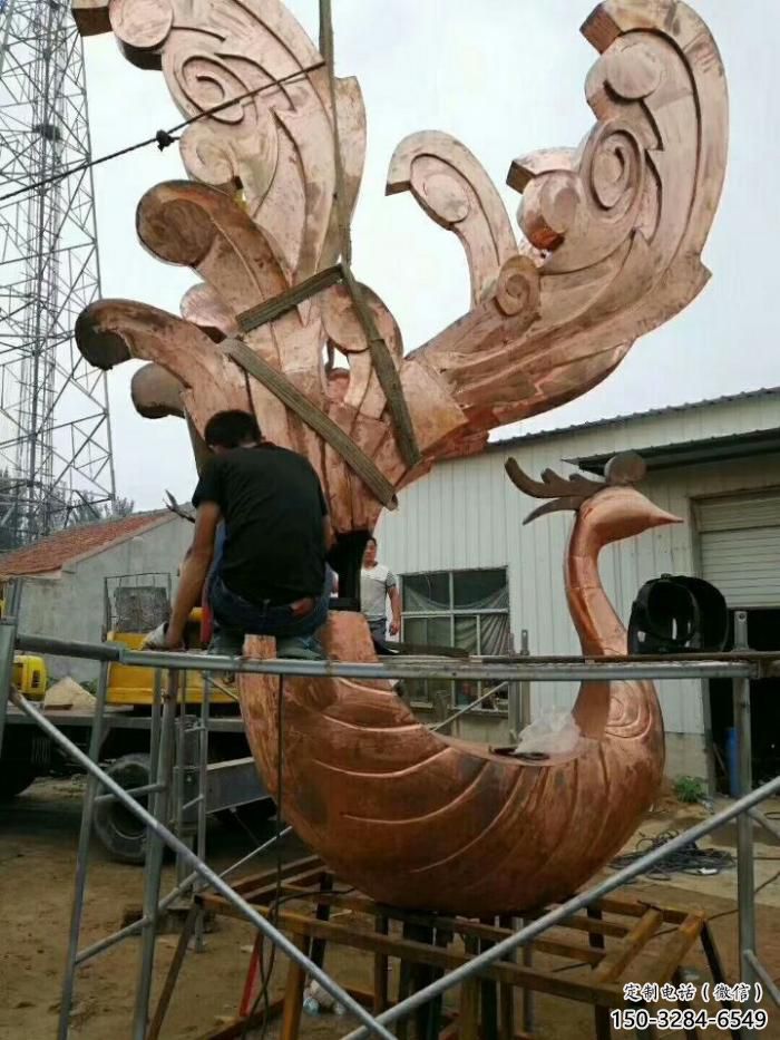 商業(yè)街鳳凰銅雕塑廠家 售樓處雕塑 動物擺件