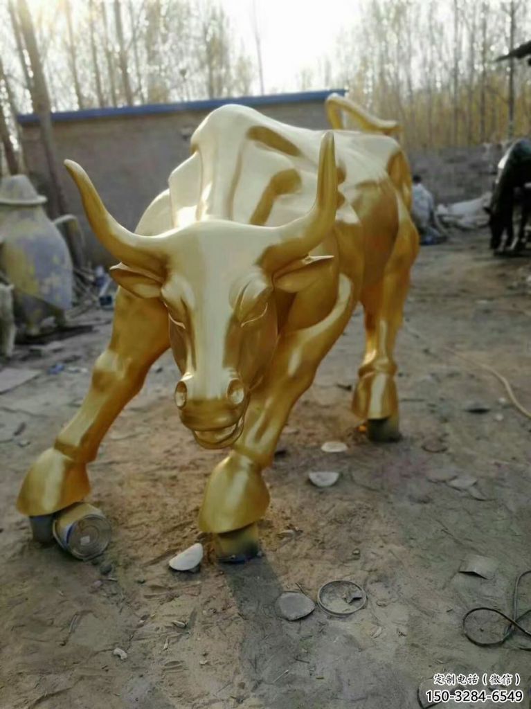抽象華爾街牛銅雕塑 店門(mén)口彩繪雕塑 步行街?jǐn)[件