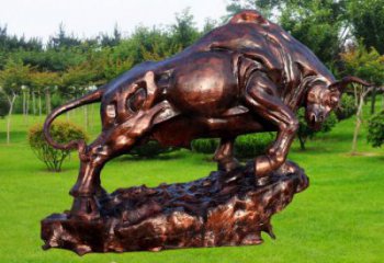 城市玻璃鋼開(kāi)荒牛雕塑 風(fēng)景區(qū)彩繪雕塑 抽象擺件