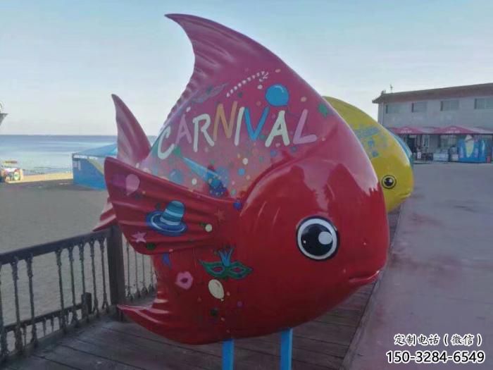 玻璃鋼彩繪金魚雕塑 仿真海洋生物雕塑 步行街擺件