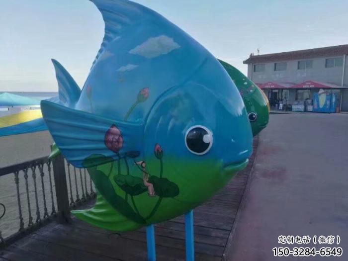 幾何金魚(yú)雕塑 庭院仿真雕塑 彩繪擺件
