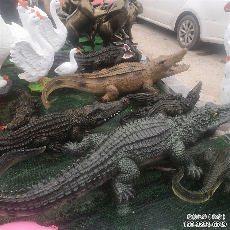 風景區玻璃鋼鱷魚雕塑 售樓處廣場雕塑 仿古擺件