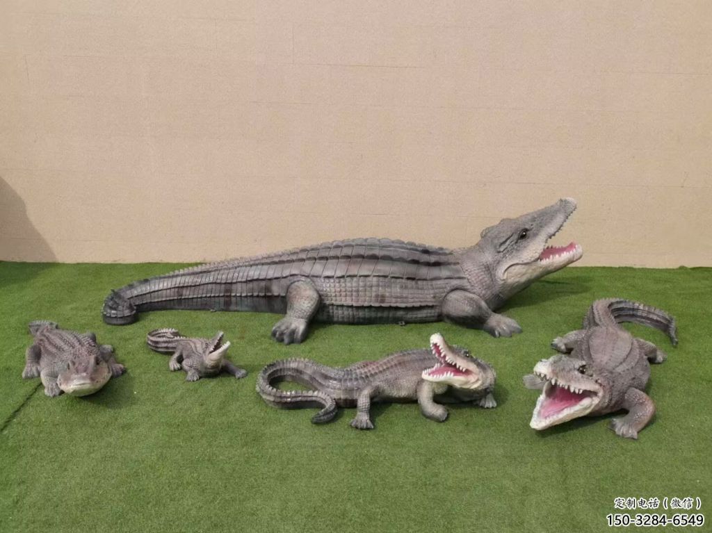 售樓處玻璃鋼鱷魚雕塑 商業街仿真雕塑 動物擺件