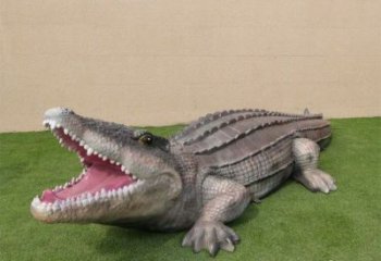 玻璃鋼抽象鱷魚雕塑 店門口彩繪雕塑 步行街?jǐn)[件