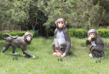 仿古玻璃鋼猴子雕塑 庭院彩繪雕塑 田間小品