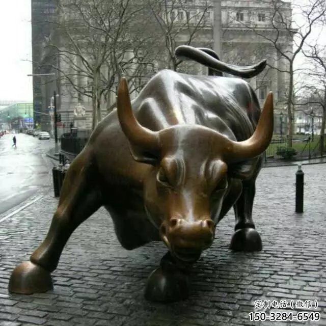 酒店開荒牛銅雕塑 庭院仿真雕塑 彩繪小品