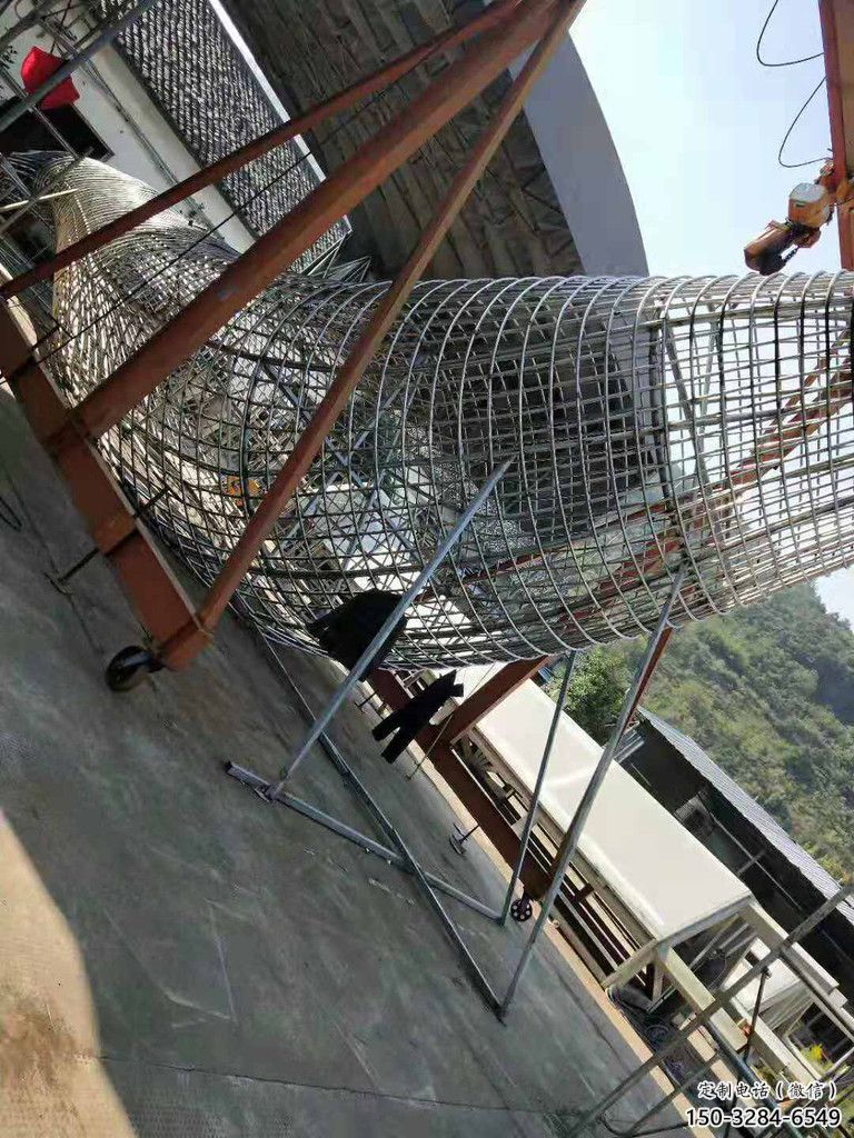 鏤空鯨魚雕塑，不銹鋼鯨魚雕塑，公園景觀小品 (3)