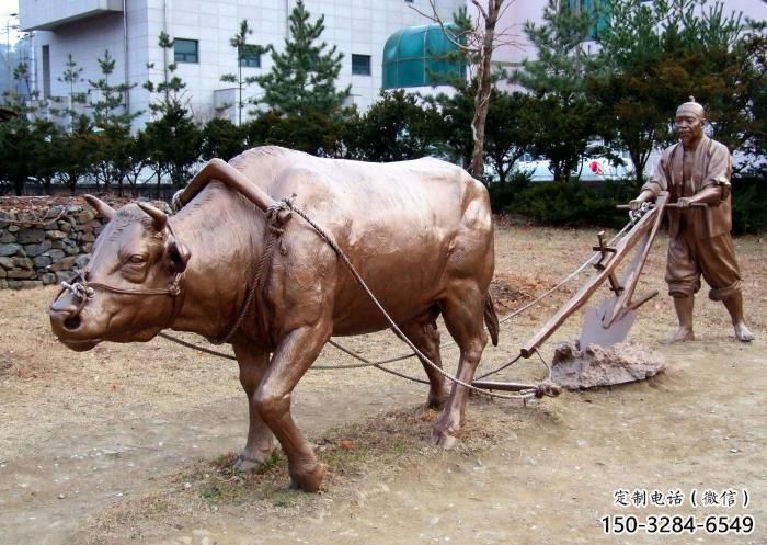 不銹鋼水牛雕塑，田間景觀小品，抽象幾何原理 (4)