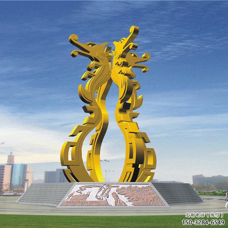 不銹鋼龍形雕塑，大型動物景觀，烤漆工藝制作 (2)