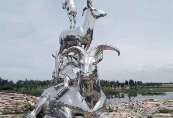 不銹鋼山羊雕塑生產，仿真動物，戶外公園擺件