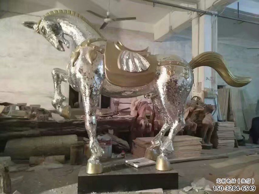 生產奔馬雕塑，鏡面工藝，仿真動物小品