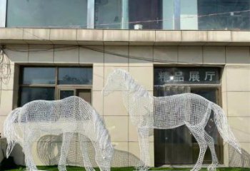 鏤空不銹鋼奔馬雕塑，城市動物擺件，大型廣場小品