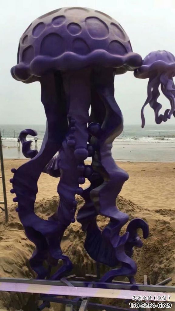 玻璃鋼幾何水母雕塑 庭院仿真雕塑 彩繪擺件