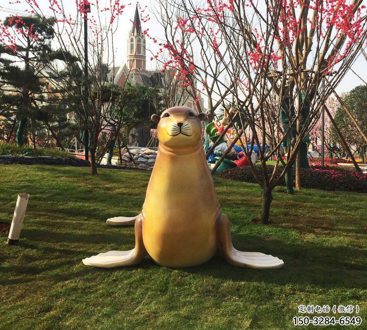 售樓處海豹雕塑 商業街仿真雕塑 海洋生物擺件