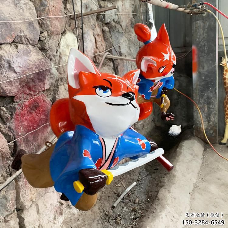 風(fēng)景區(qū)狐貍雕塑 售樓處廣場雕塑 彩繪擺件