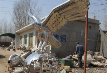 大型不銹鋼老鷹雕塑 商業(yè)街廣場雕塑 古銅色擺件