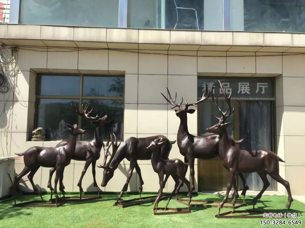 玻璃鋼仿古麋鹿雕塑 庭院彩繪雕塑 田間小品
