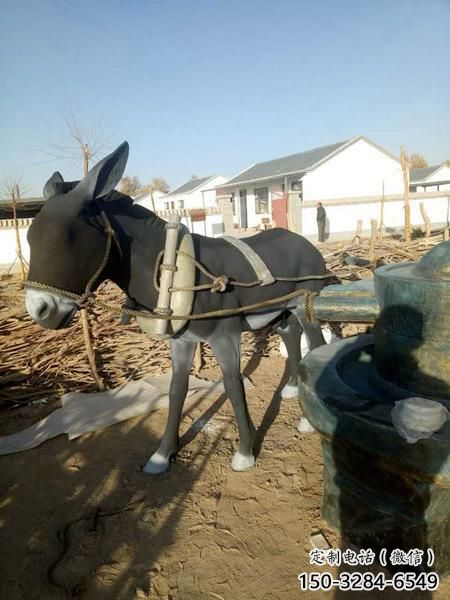 田間毛驢雕塑 彩繪仿真雕塑 園林擺件