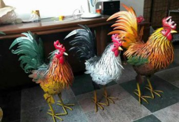 室內小雞雕塑，動物小品，鐵藝工藝