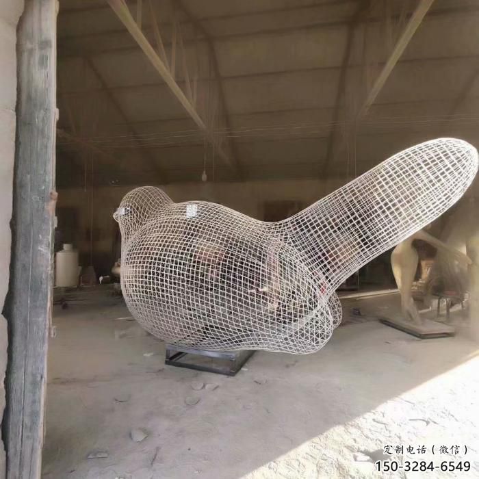 庭院鳥類雕塑，動物小品，網格工藝