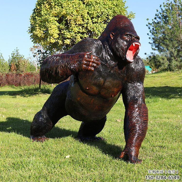廣場猩猩雕塑，動(dòng)物擺件，仿古工藝