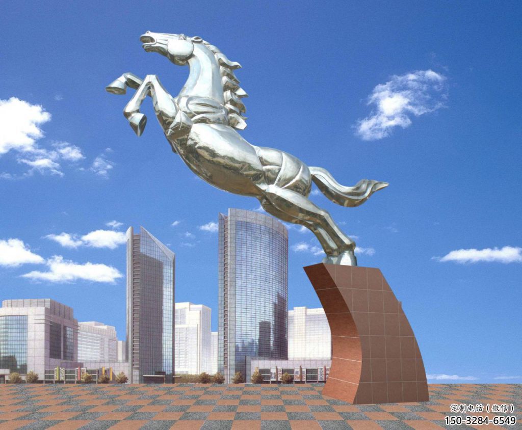 景區戰馬雕塑，噴水造型，鏡面工藝