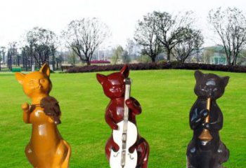 操場小貓雕塑，公園題材，剪影工藝