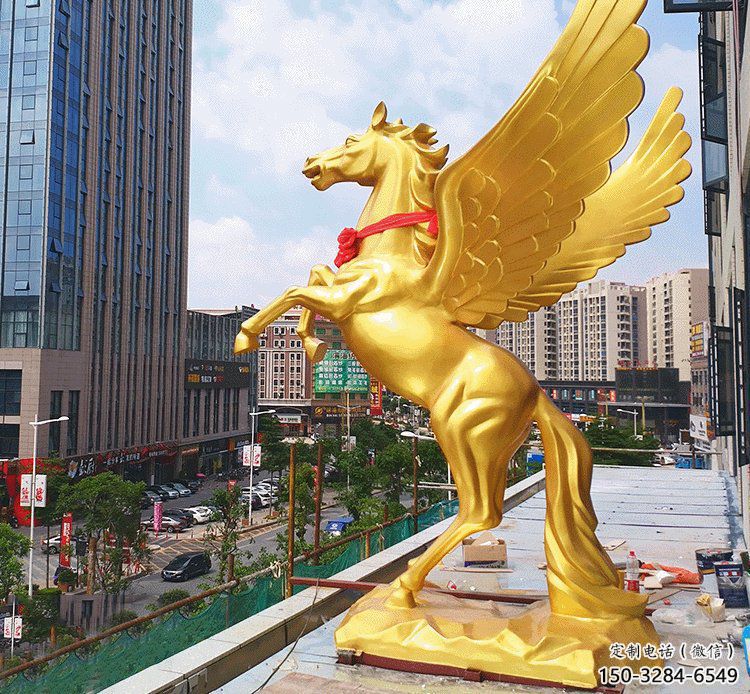 校園天馬雕塑，動物題材，鍍銅工藝