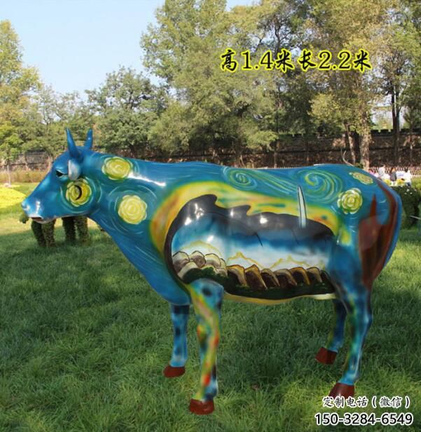 田間公牛雕塑 彩繪仿真雕塑 園林擺件