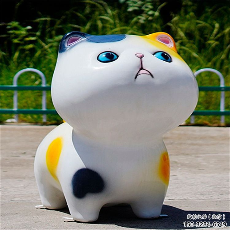 城市貓咪雕塑，網格體育雕塑，古銅效果