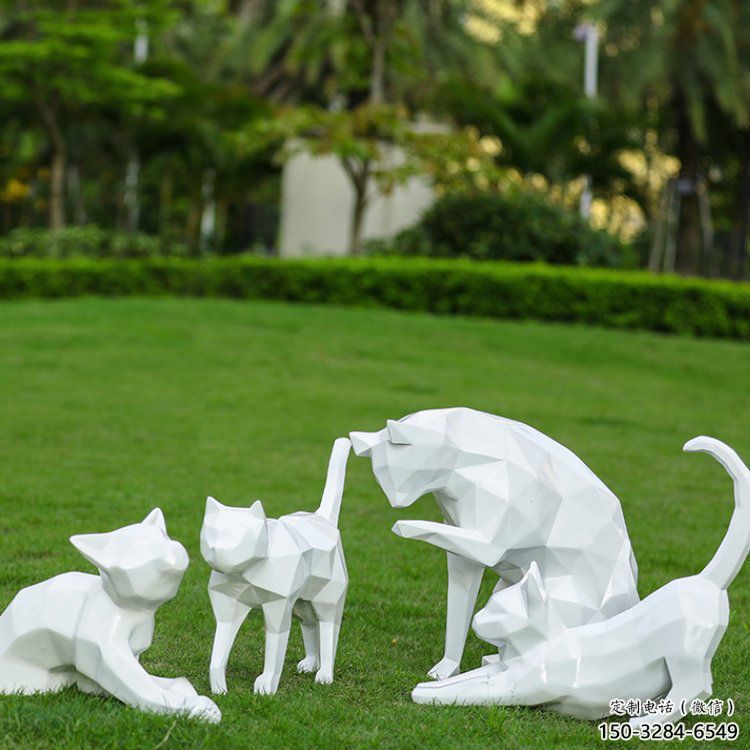 室內貓咪雕塑，拉絲海洋雕塑，抽象效果