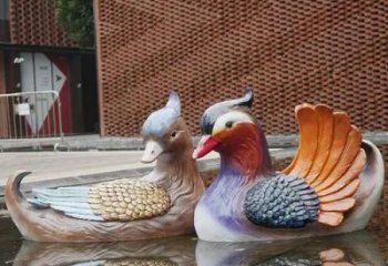 門口鴛鴦雕塑 售樓處仿真雕塑 彩繪小品