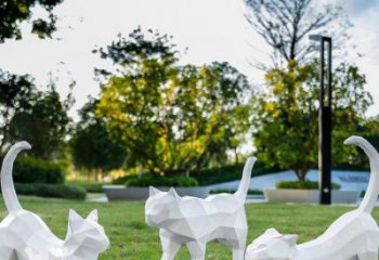 操場小貓咪雕塑，公園主題，幾何工藝