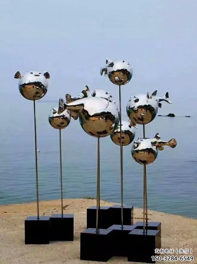 步行街魚形雕塑，鑄銅農耕雕塑，鏤空方式