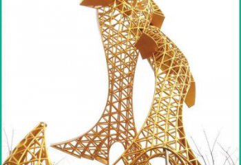 庭院魚形雕塑，鍍金歐式雕塑，網格形式