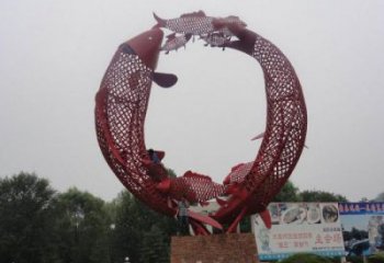 校園魚形雕塑，拉絲海洋雕塑，卡通主題