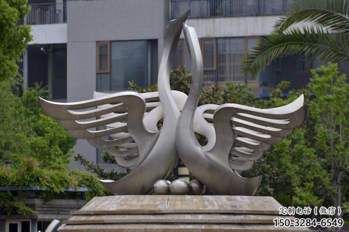 冷飲店白鷺雕塑，鍍銅海洋雕塑，鏡面工藝