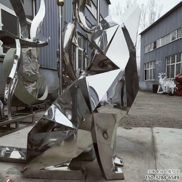 庭院哈巴狗雕塑，鍍金歐式雕塑，網格形式