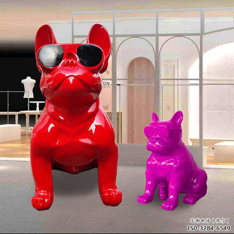 小區哈巴狗雕塑，拉絲海洋雕塑，抽象效果