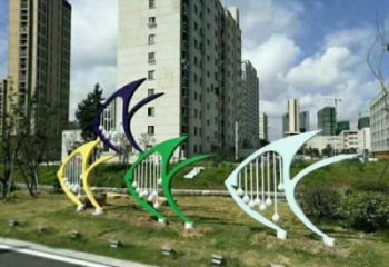 幼兒園魚形雕塑，鐵藝文化雕塑，鑄造制作