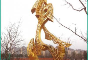 抽象魚形雕塑，鏤空工藝，大型景觀建筑雕塑