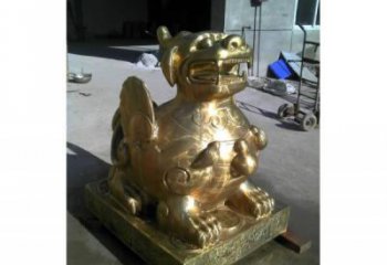 景區(qū)貔貅雕塑，鍍金歐式雕塑，鐵藝材質(zhì)