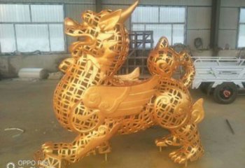 售樓部貔貅雕塑，噴砂發(fā)光雕塑，彩繪題材